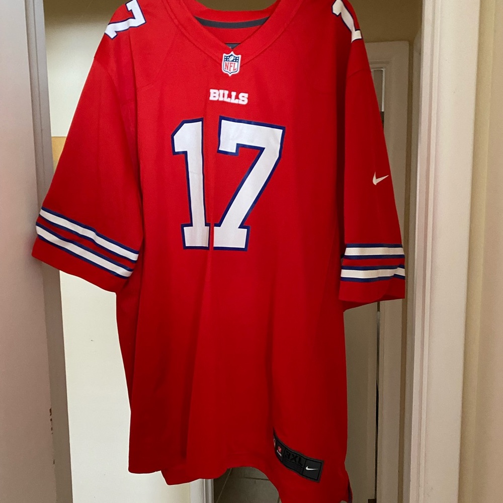 Nike Red and White Bills Jersey